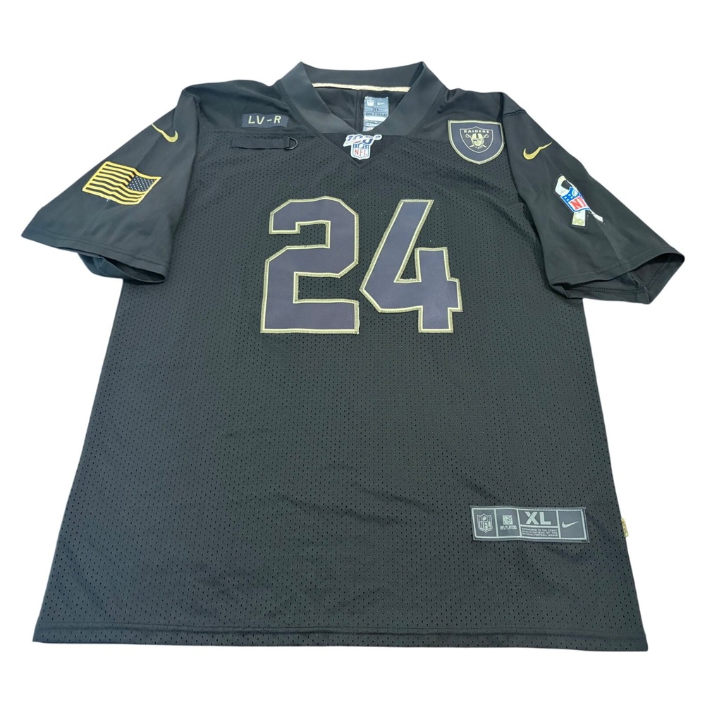 Nike NFL Raiders Johnathan Abram 24 Salute to Service Jersey XL Black Gold 100th